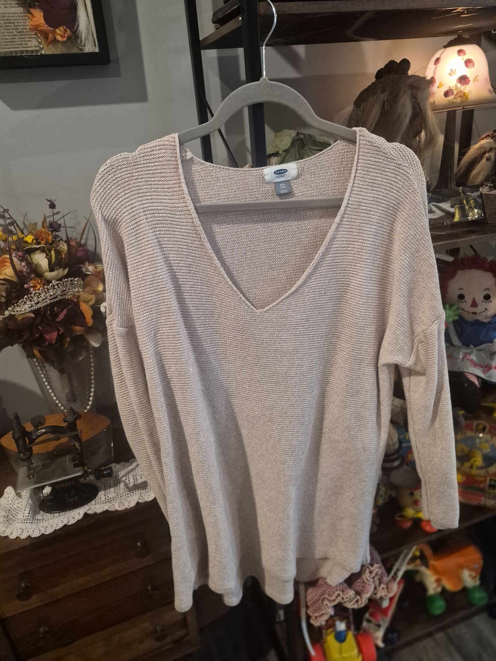 Basic V-Neck Women's Sweater - Cream